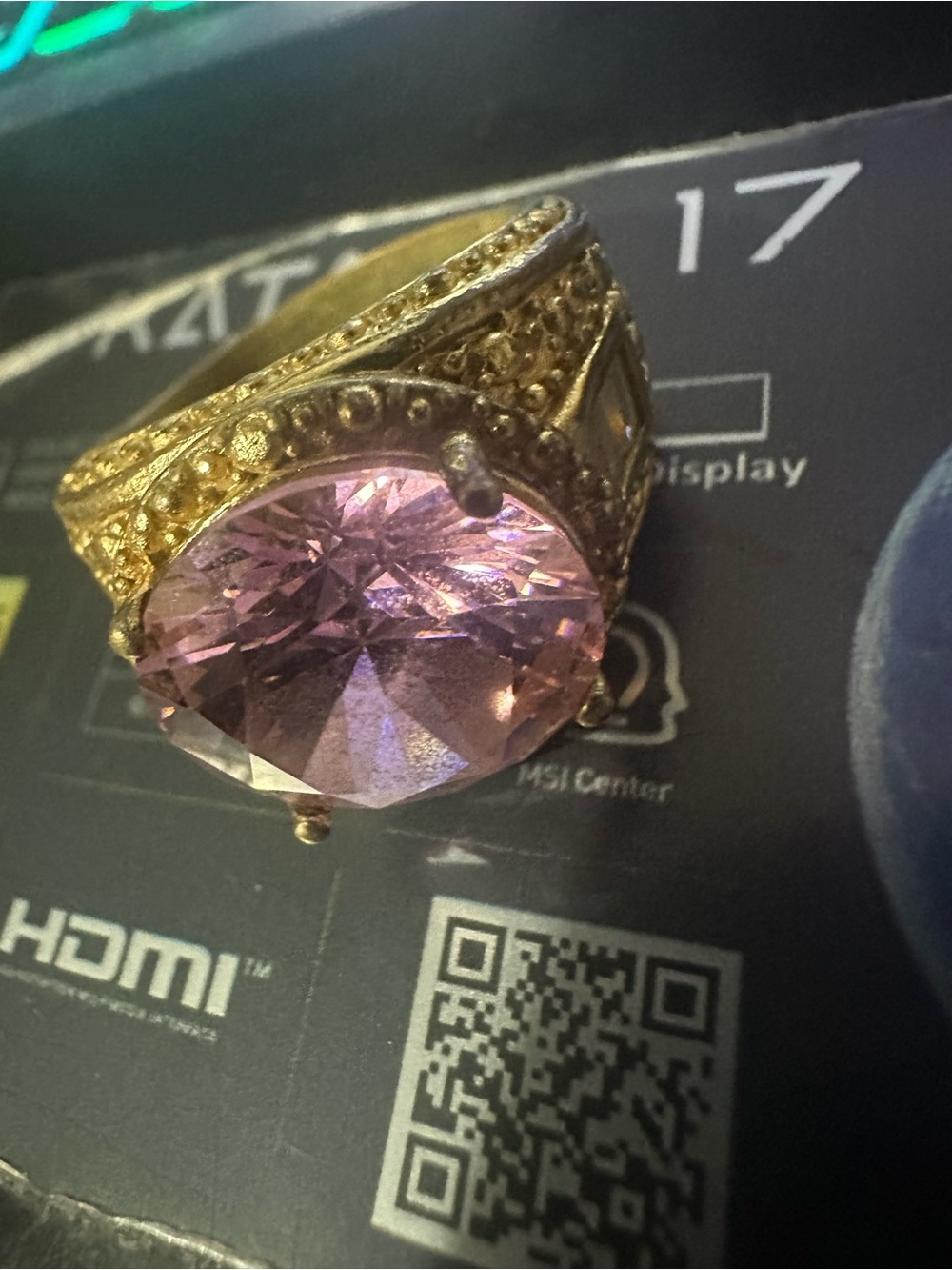 Yellow Gold filled Pink Sapphire Men’s Ring
